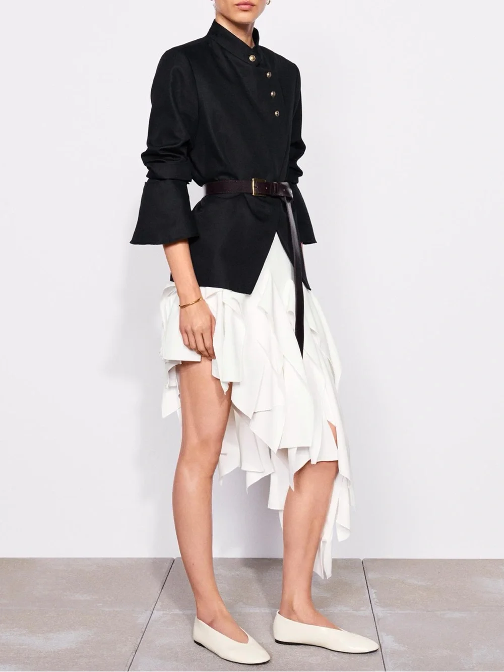NWT Zara ZW collection asymmetric ruffle skirt
